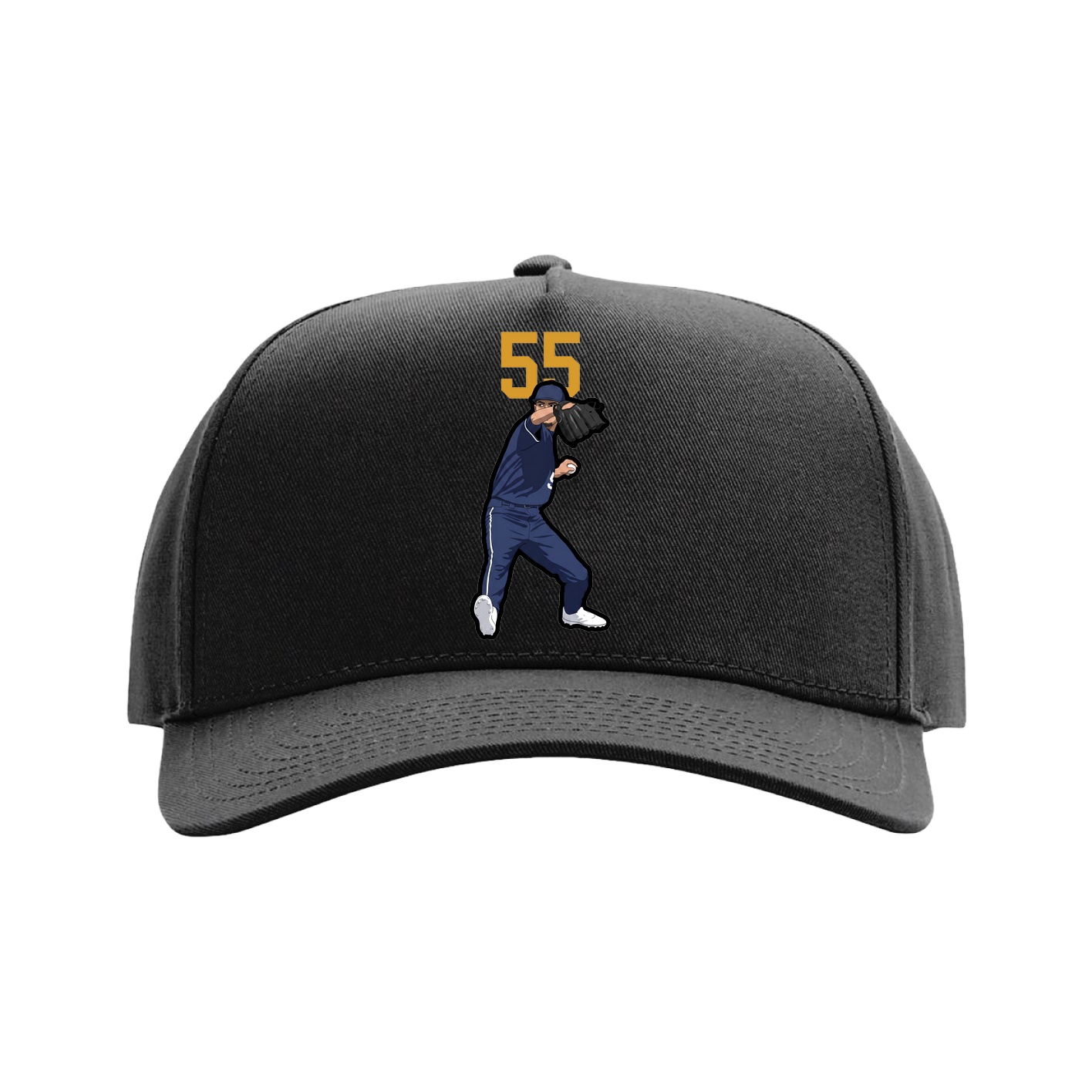 Full Fabric Five-Panel Champ Cap — Number Top in Black