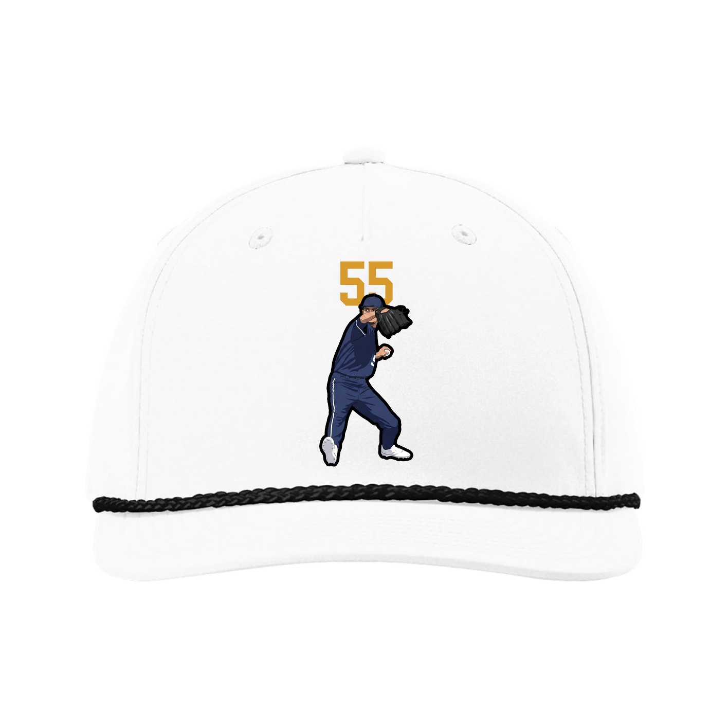 Five-Panel Classic Rope Cap — Number Top in White