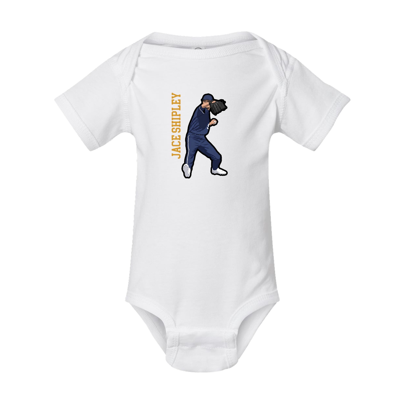 Baby Onesie — Name Vertical in White