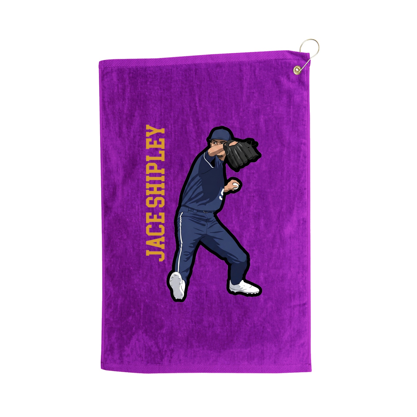 Golf Towel — Name Vertical in Purple