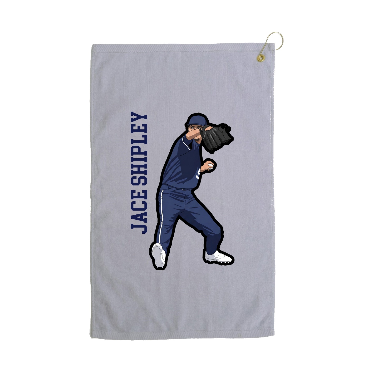 Golf Towel — Name Vertical in Grey