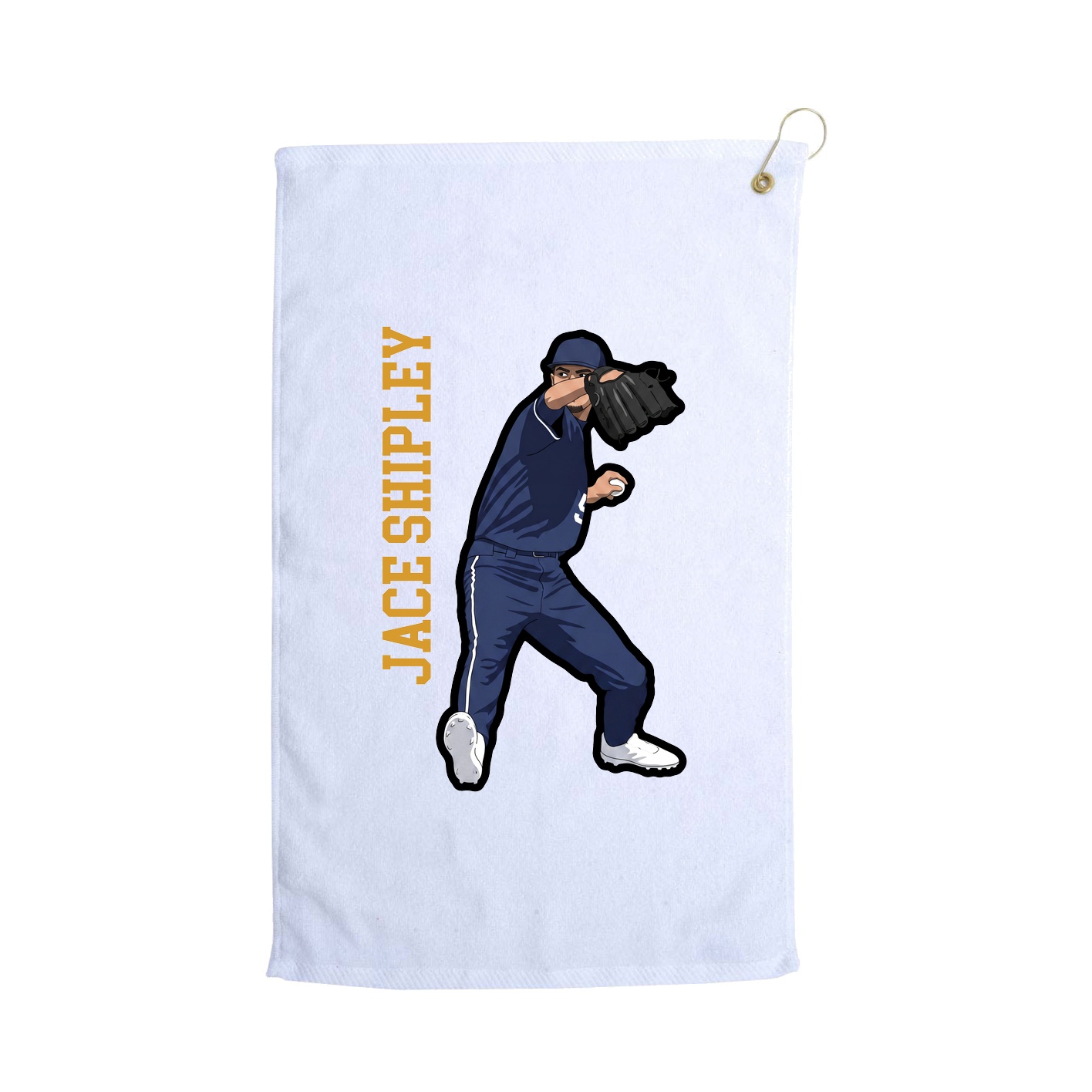 Golf Towel — Name Vertical in White
