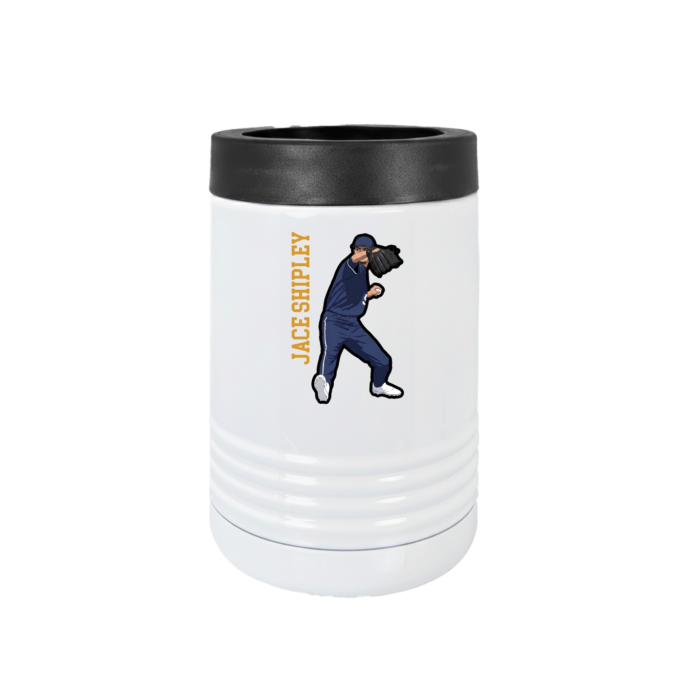 Beverage Holder — Name Vertical in White