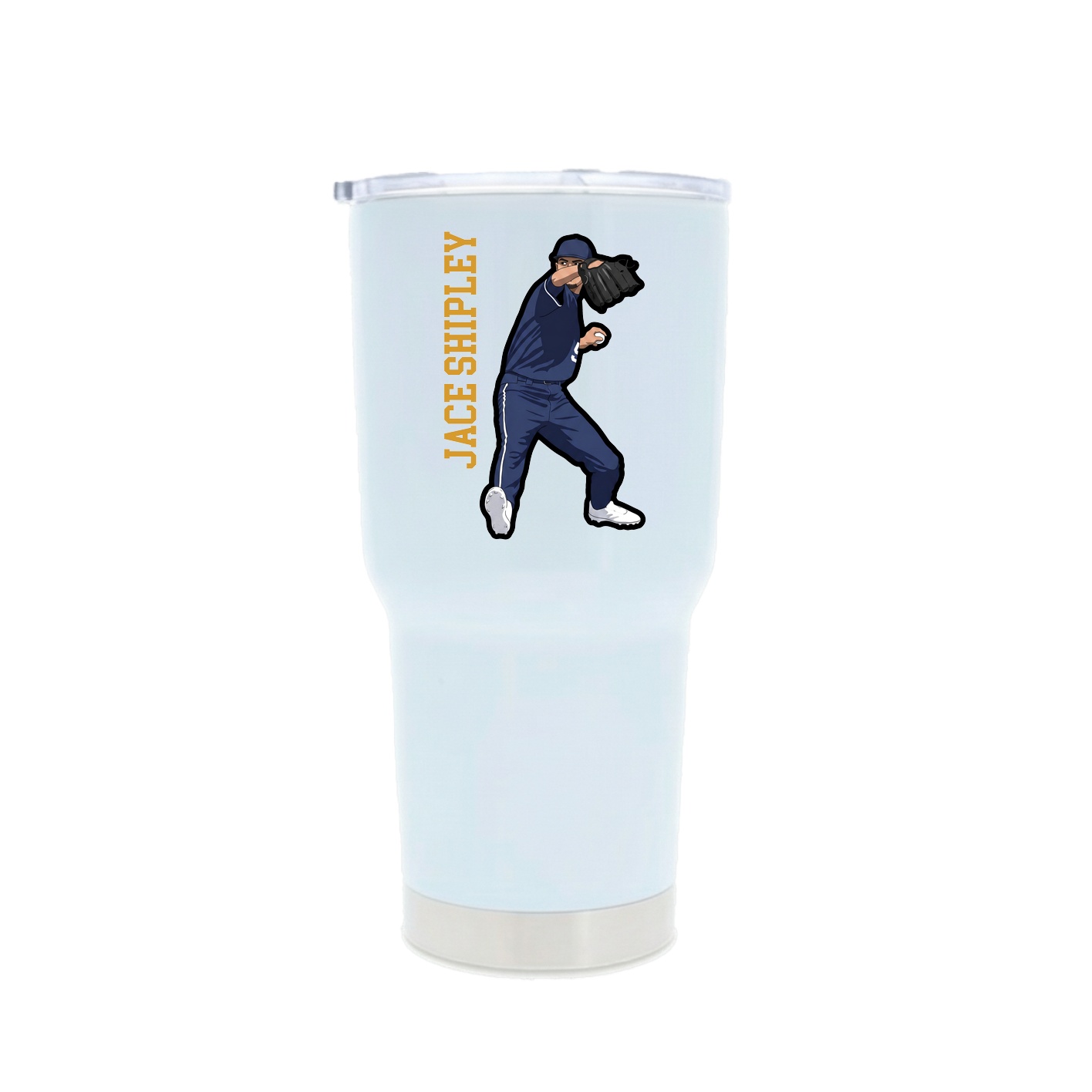 30oz Stainless Steel Tumbler — Name Vertical in White