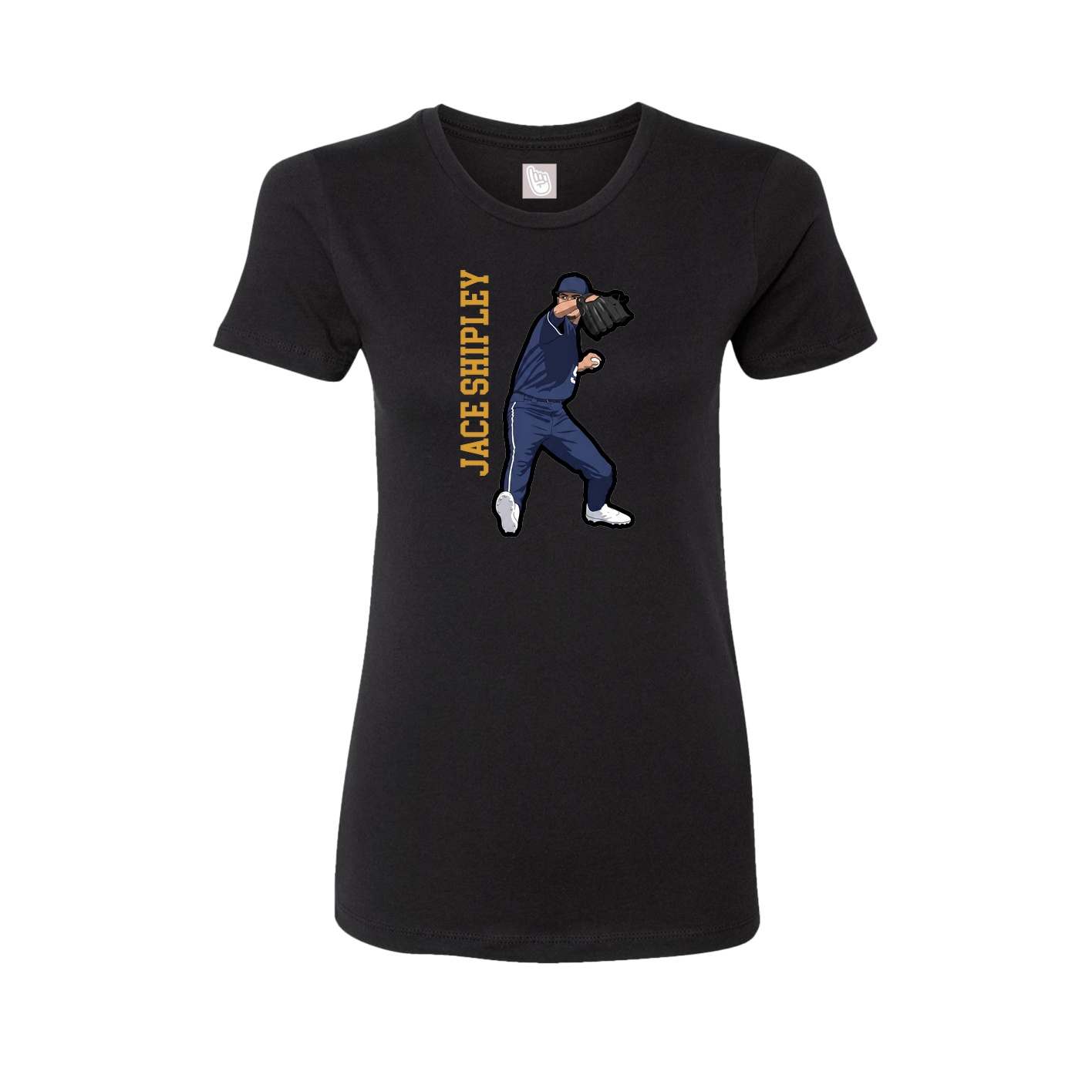 Womens Tee — Name Vertical in Black