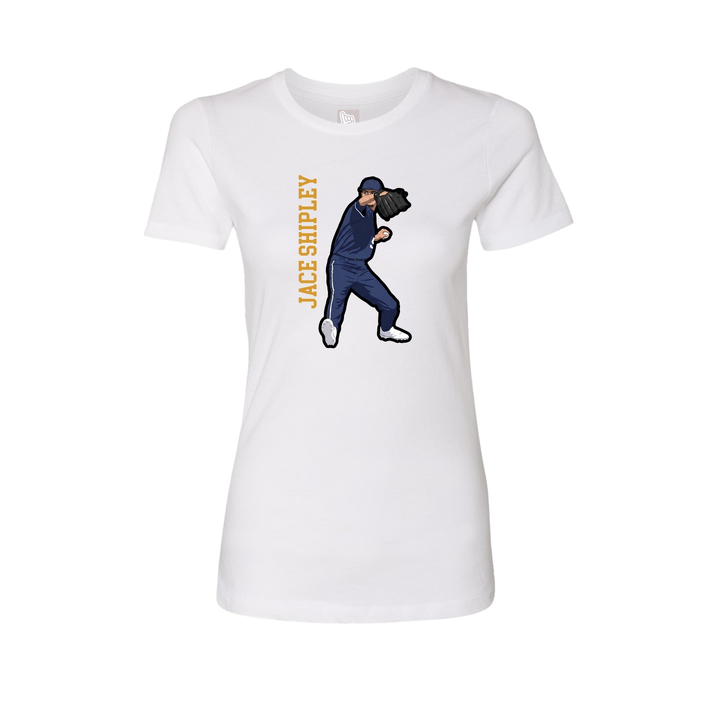 Womens Tee — Name Vertical in White