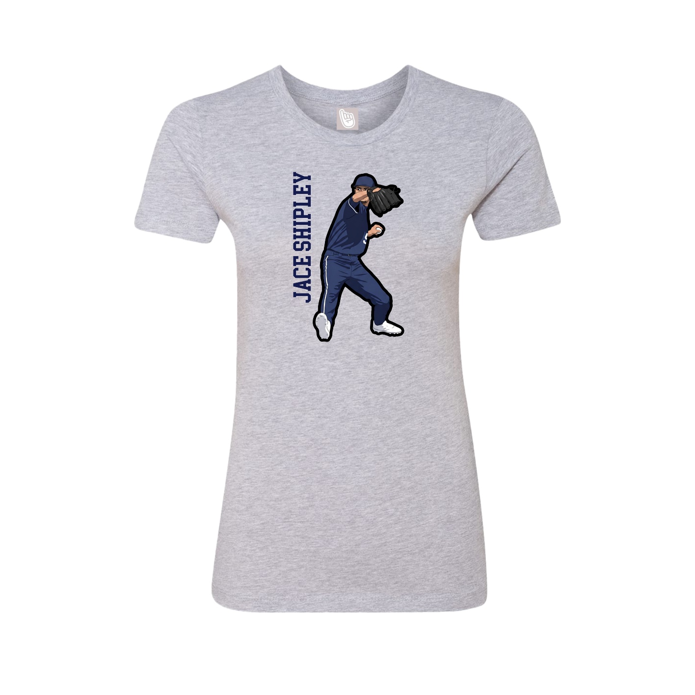 Womens Tee — Name Vertical in Grey