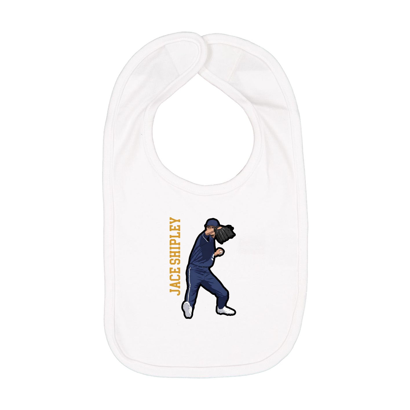 Infant Bib — Name Vertical in White