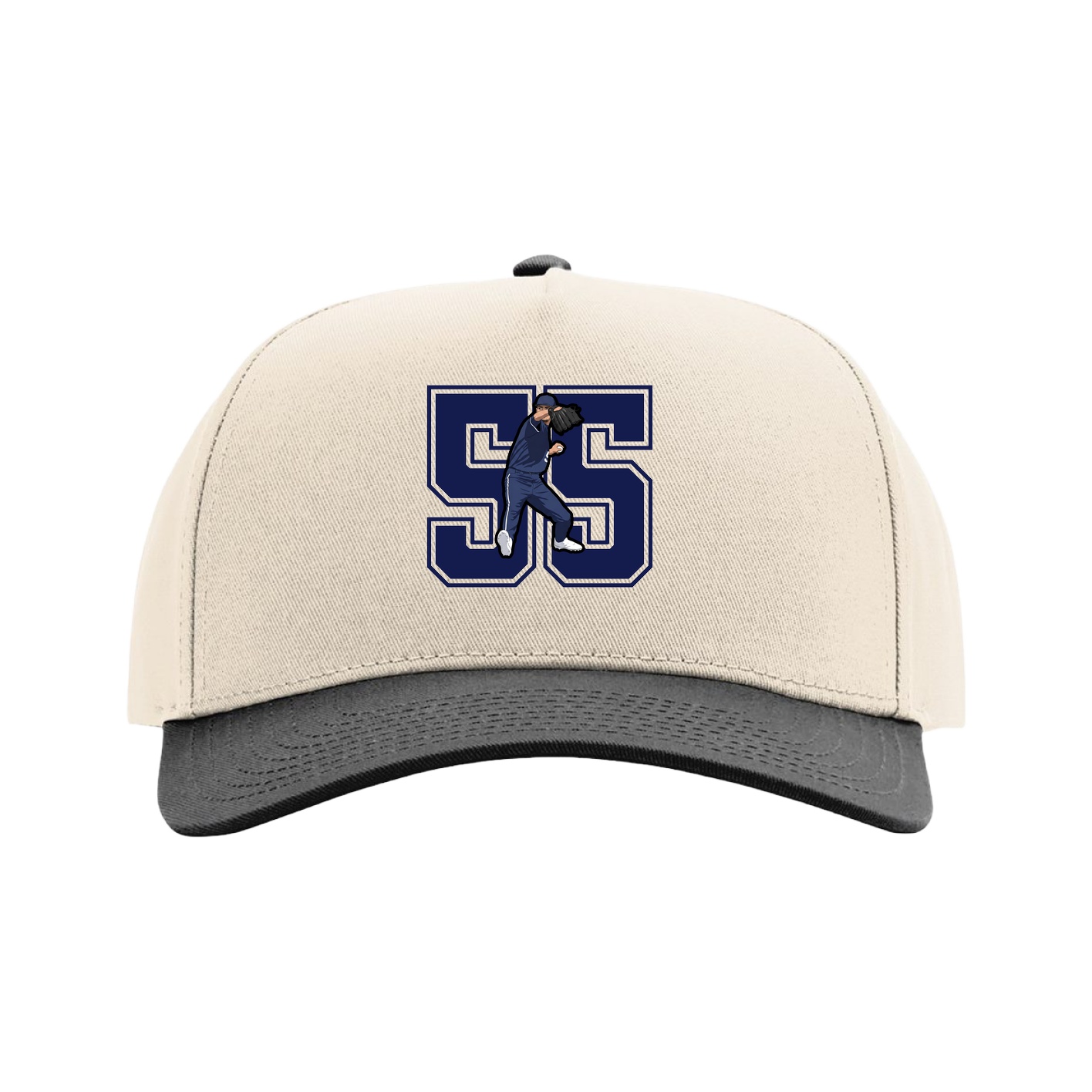 Full Fabric Five-Panel Champ Cap — Number in Cream/Black