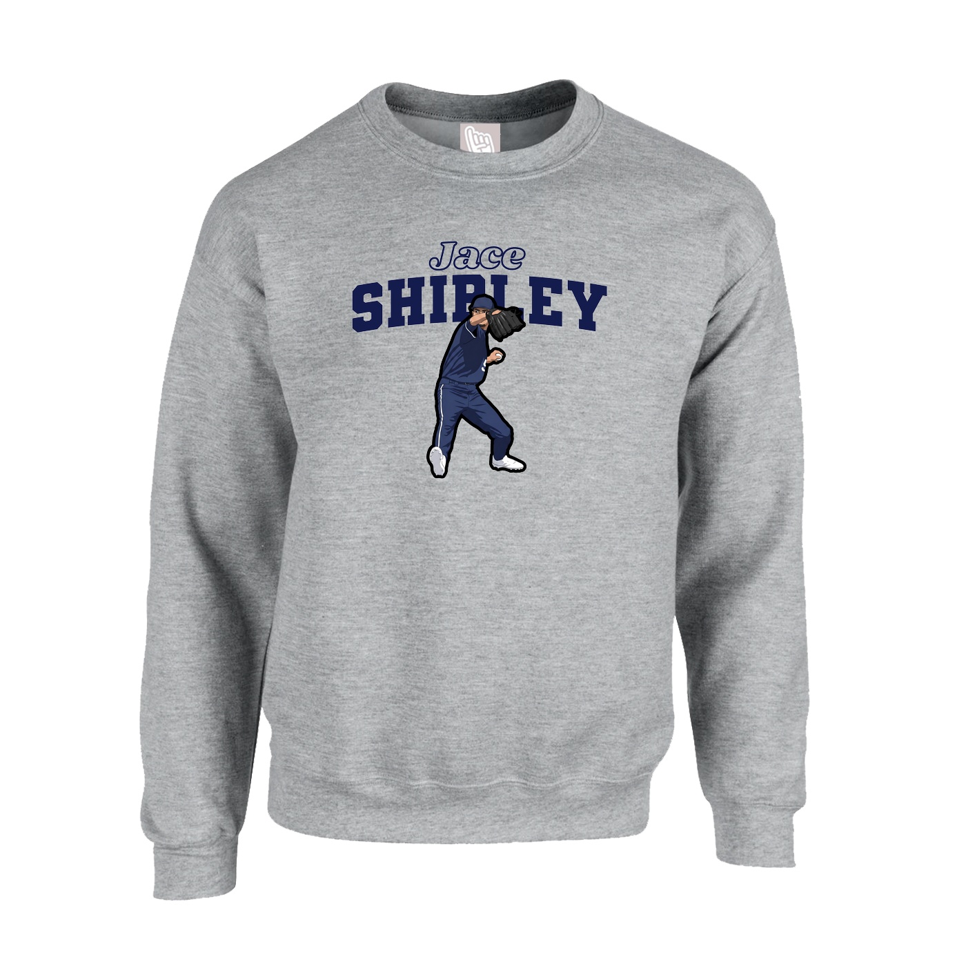 Fleece Crew — Name Arch in Grey