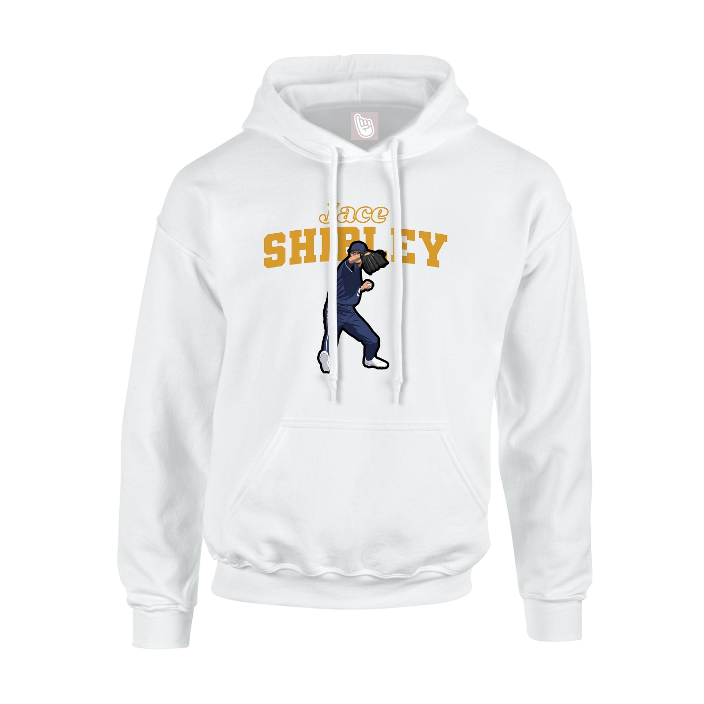 Youth Hoodie — Name Arch in White