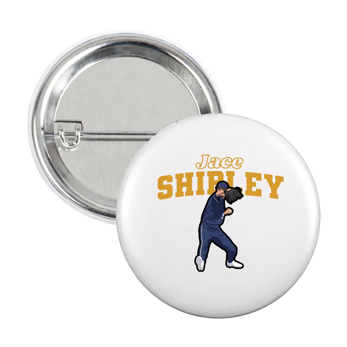 Game Day Button — Name Arch in White