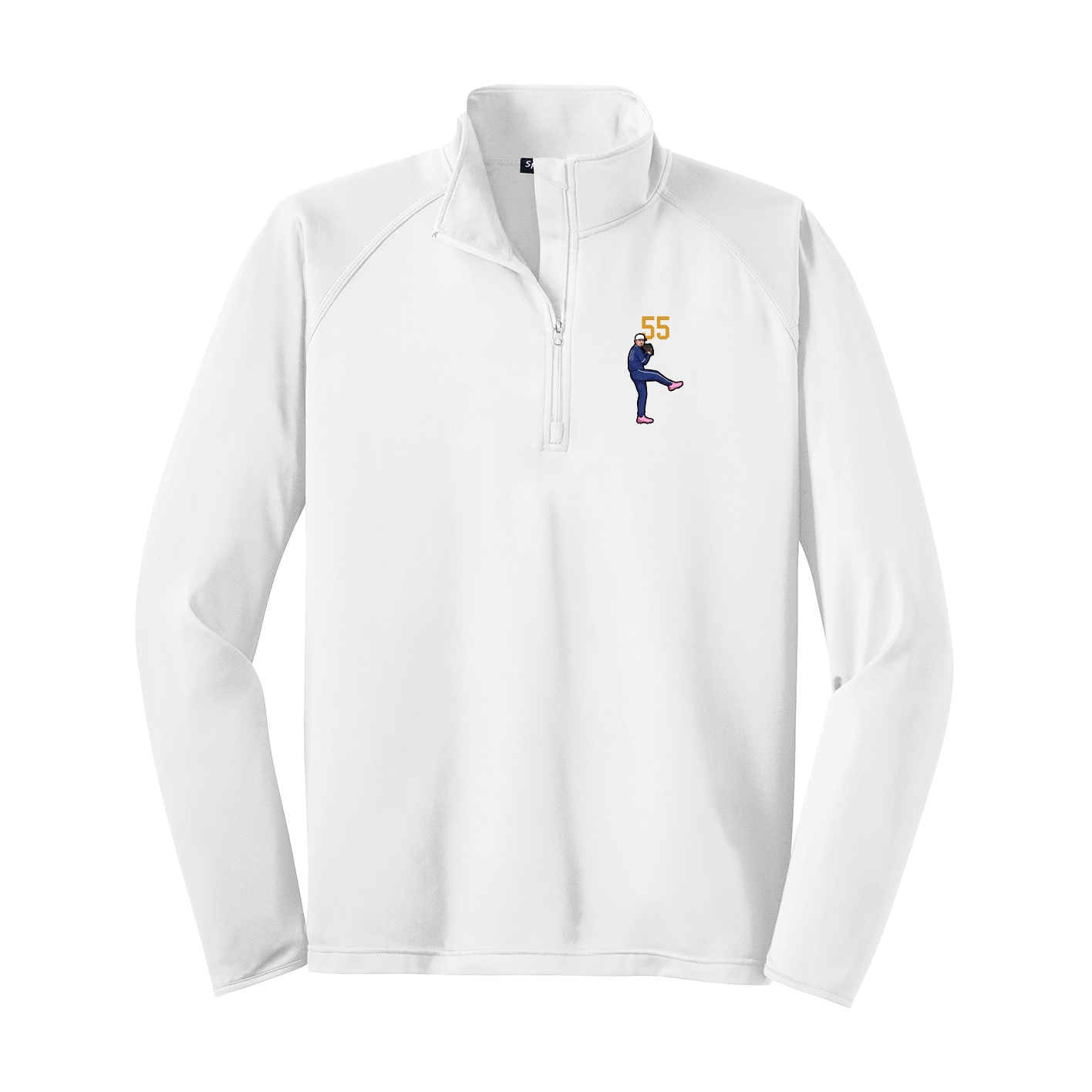 Q-Zip Pullover — Number Top in White
