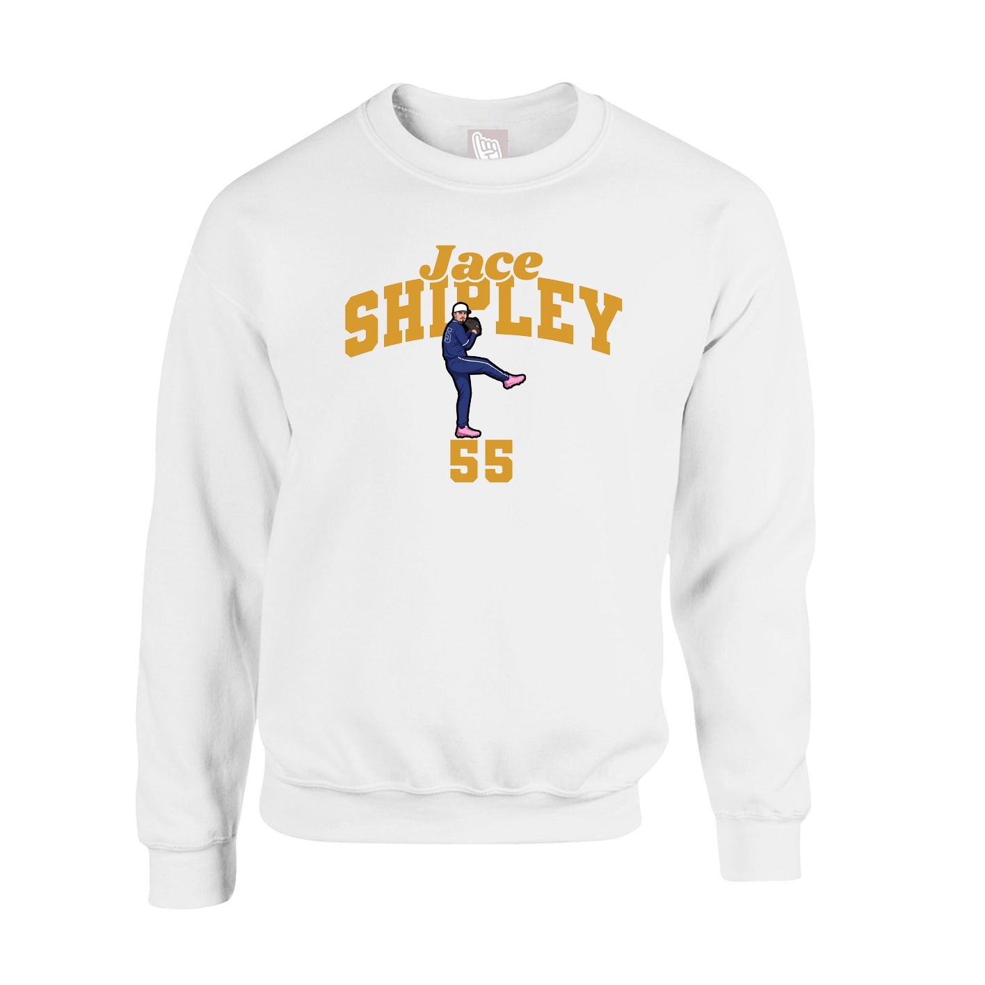 Fleece Crew — Signature Arch in White