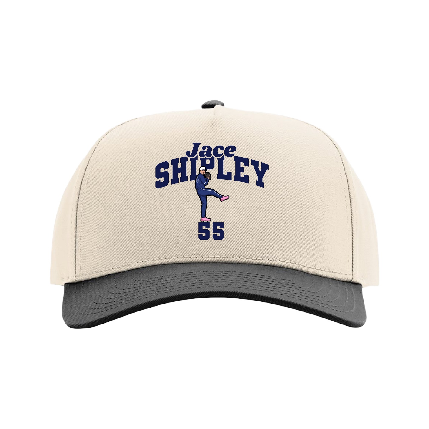 Full Fabric Five-Panel Champ Cap — Signature Arch in Cream/Black