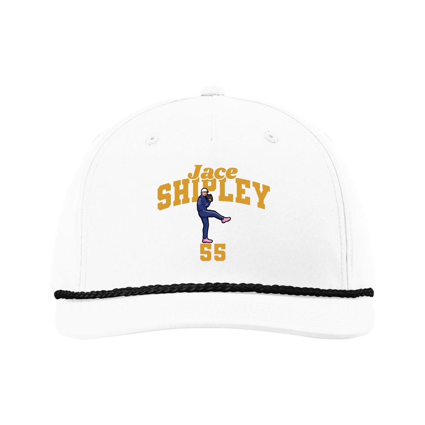 Five-Panel Classic Rope Cap — Signature Arch in White