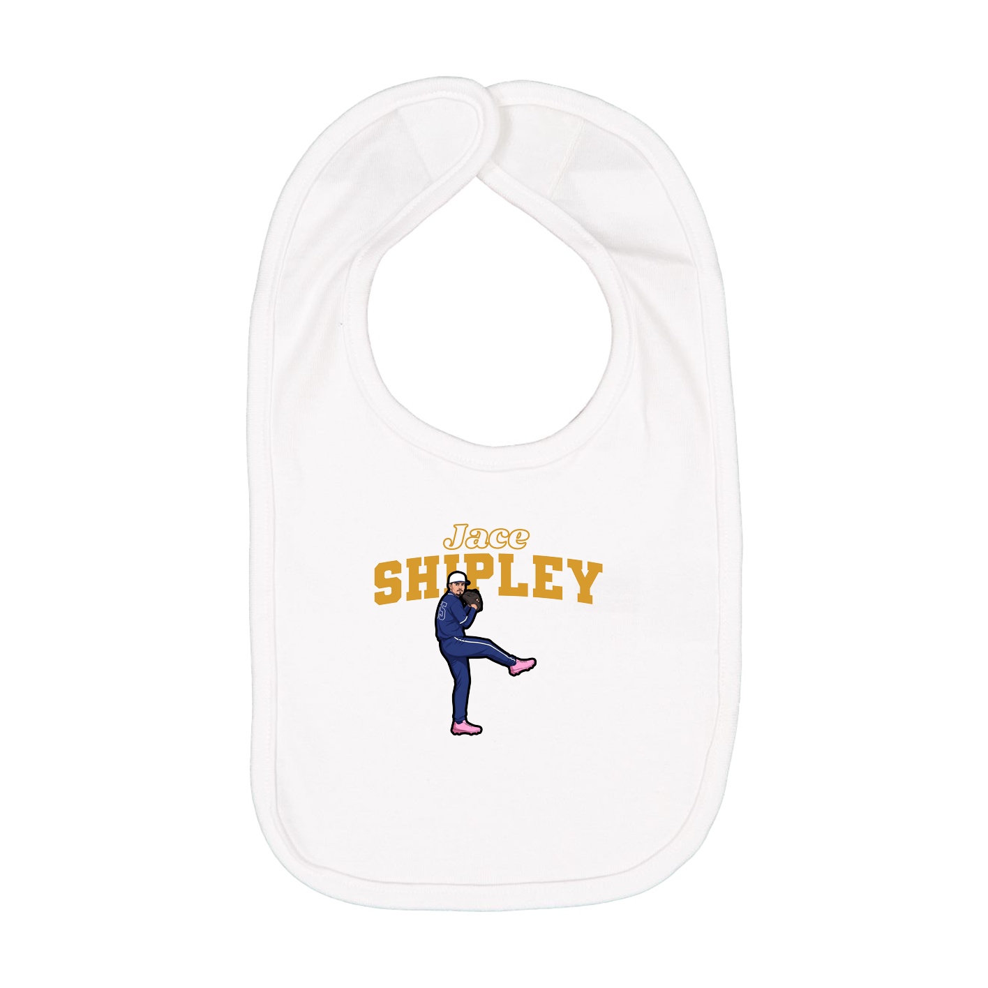 Infant Bib — Name Arch in White