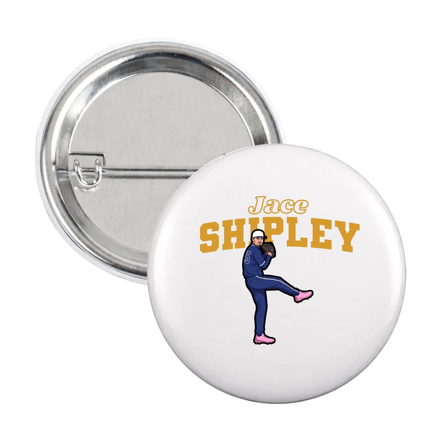 Game Day Button — Name Arch in White