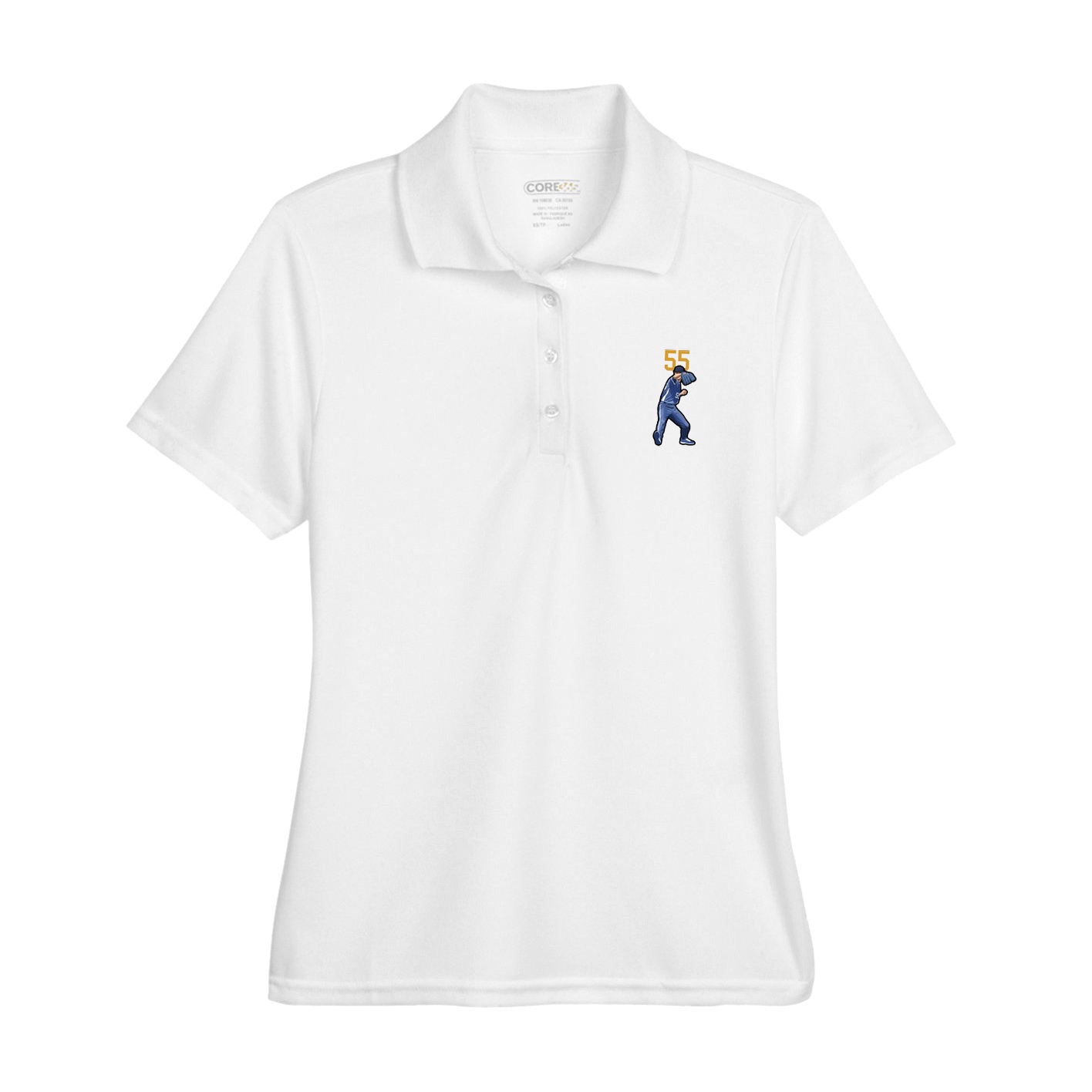 Womens Performance Polo — Number Top in White
