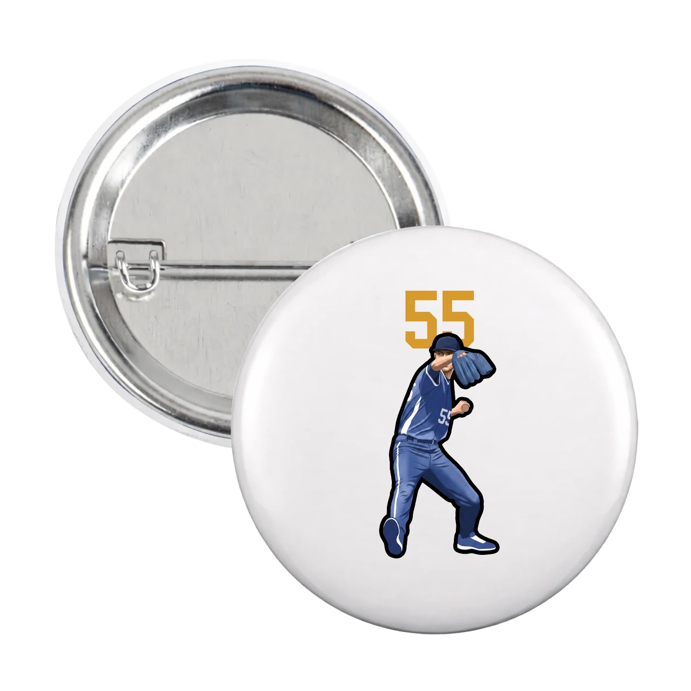 Game Day Button — Number Top in White