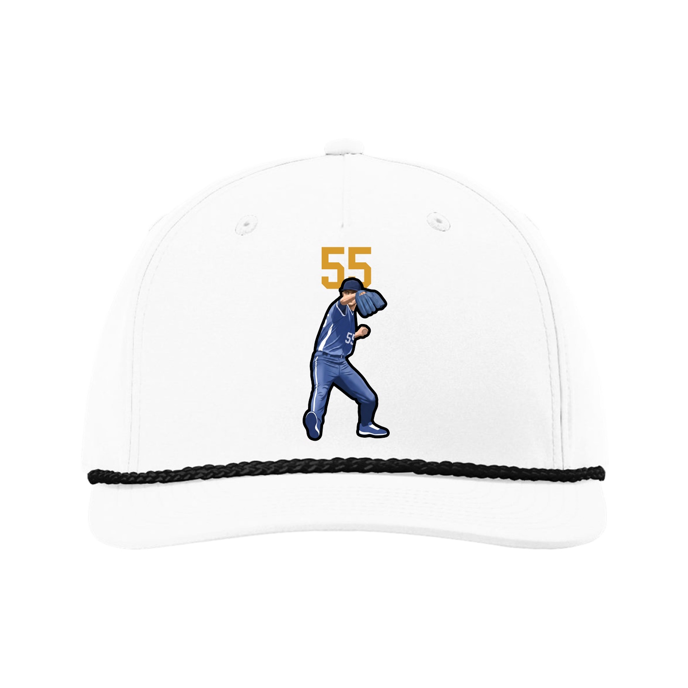 Five-Panel Classic Rope Cap — Number Top in White