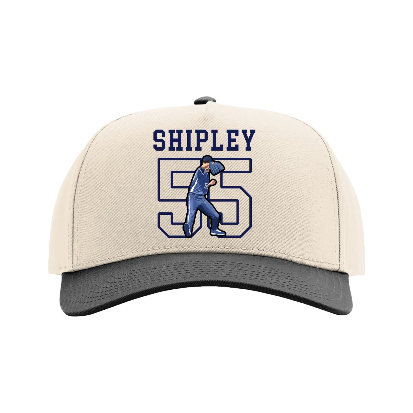 Full Fabric Five-Panel Champ Cap — Shirsey in Cream/Black
