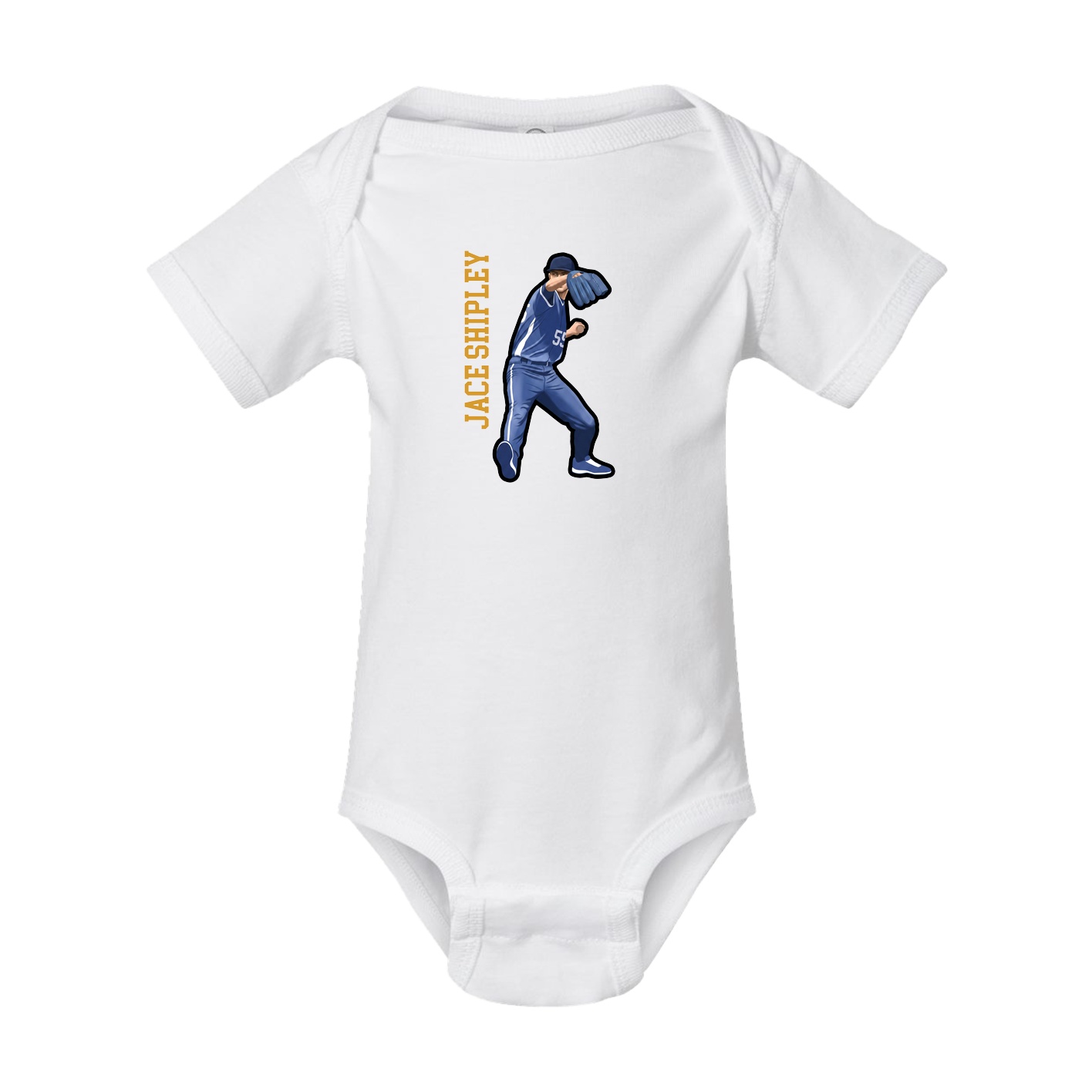 Baby Onesie — Name Vertical in White