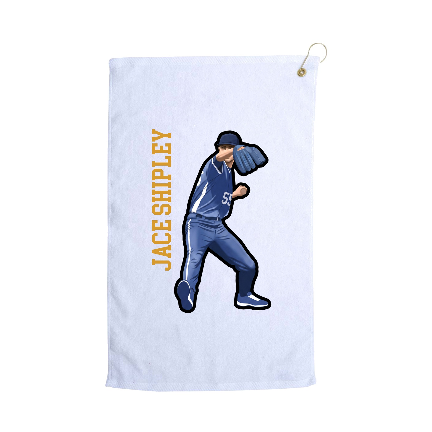Golf Towel — Name Vertical in White