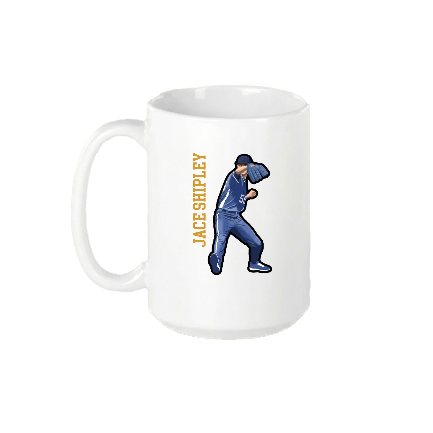 15oz Coffee Mug — Name Vertical in White