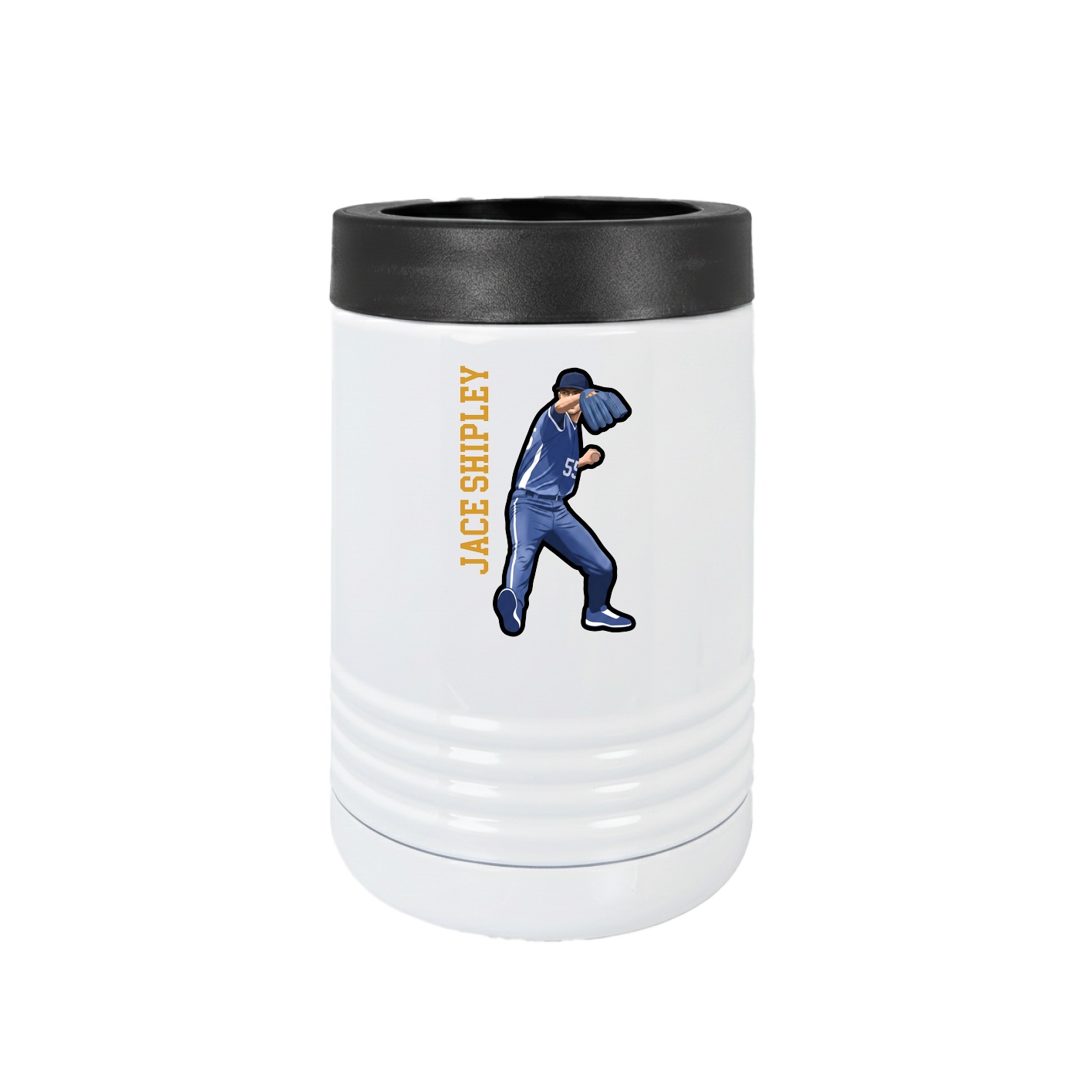 Beverage Holder — Name Vertical in White