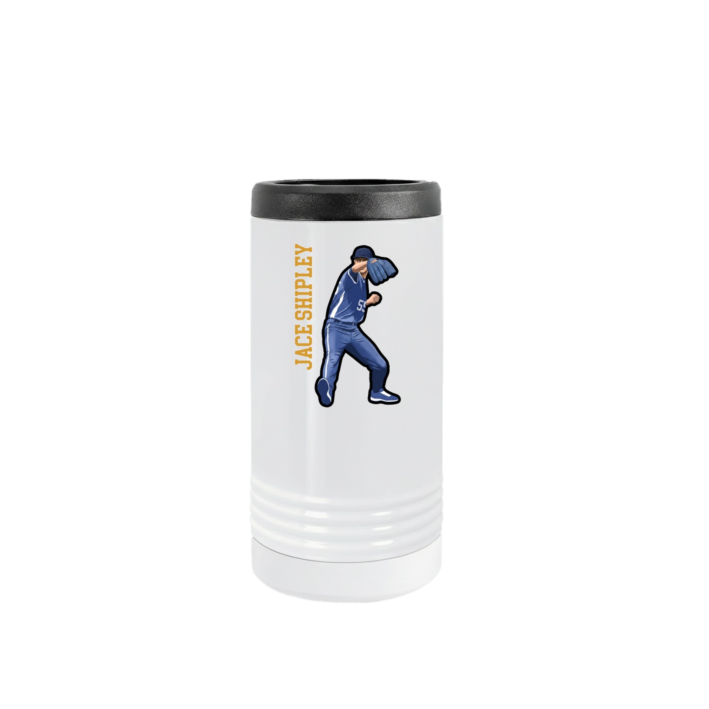 Slim Beverage Holder — Name Vertical in White