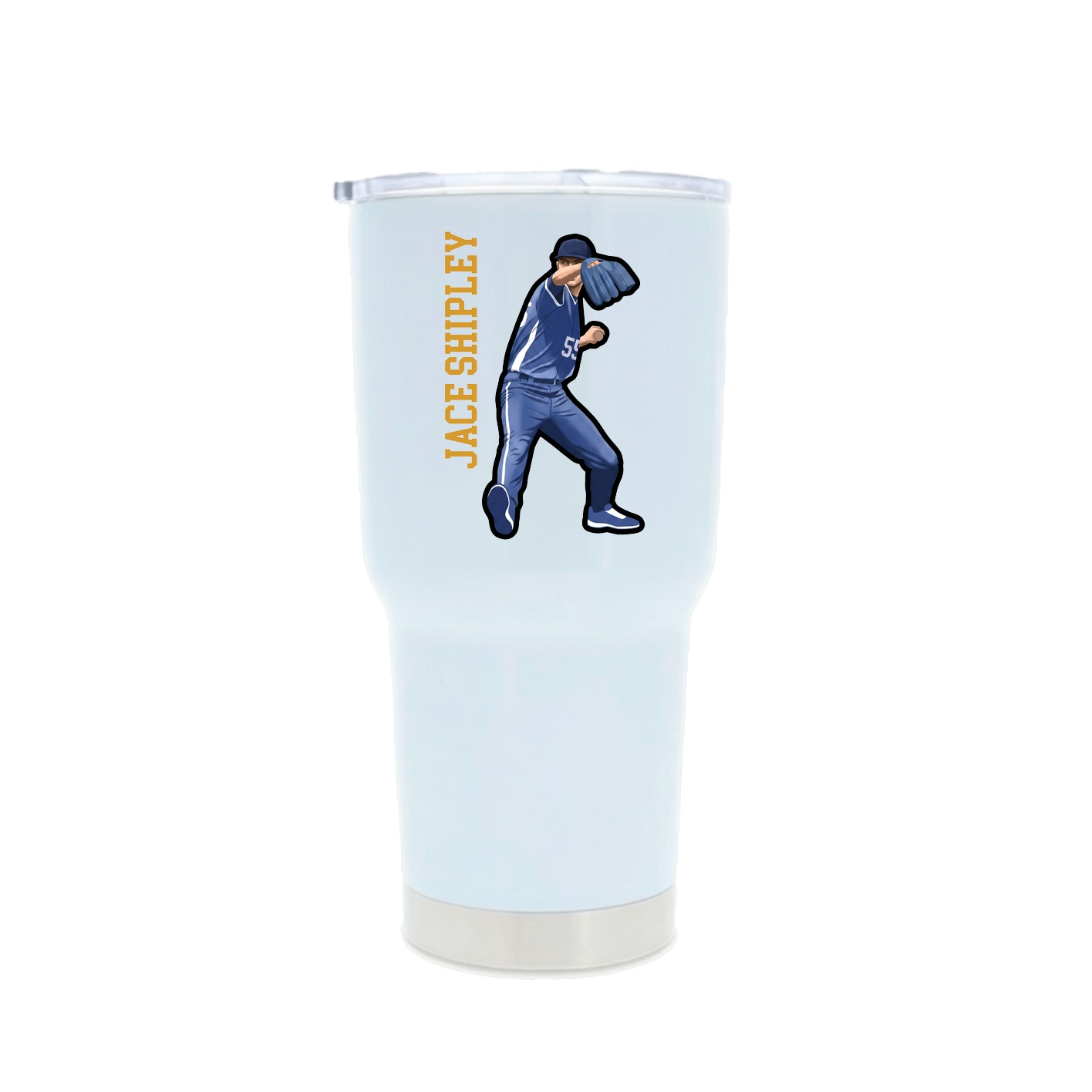 30oz Stainless Steel Tumbler — Name Vertical in White