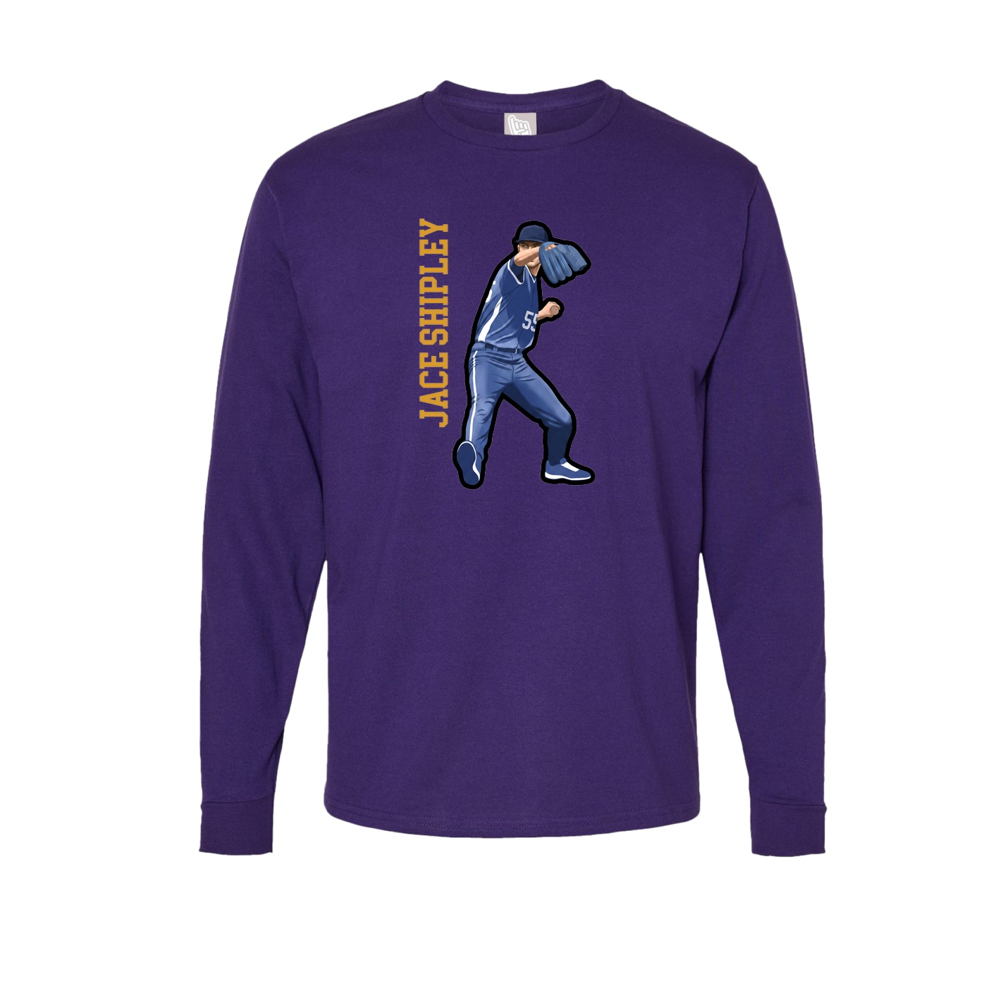 Long Sleeve Tee — Name Vertical in Purple