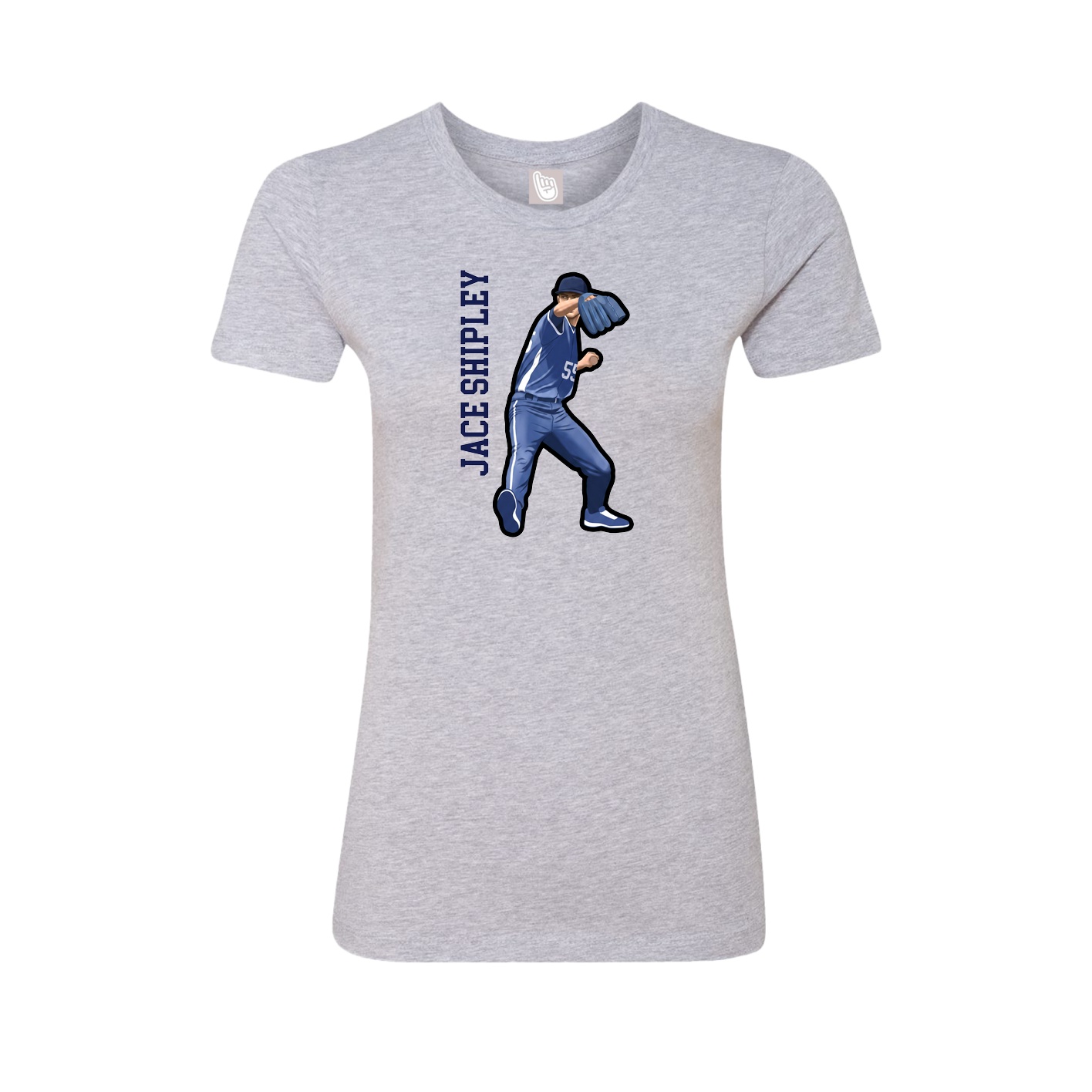 Fitted Women's Tee — Name Vertical in Grey