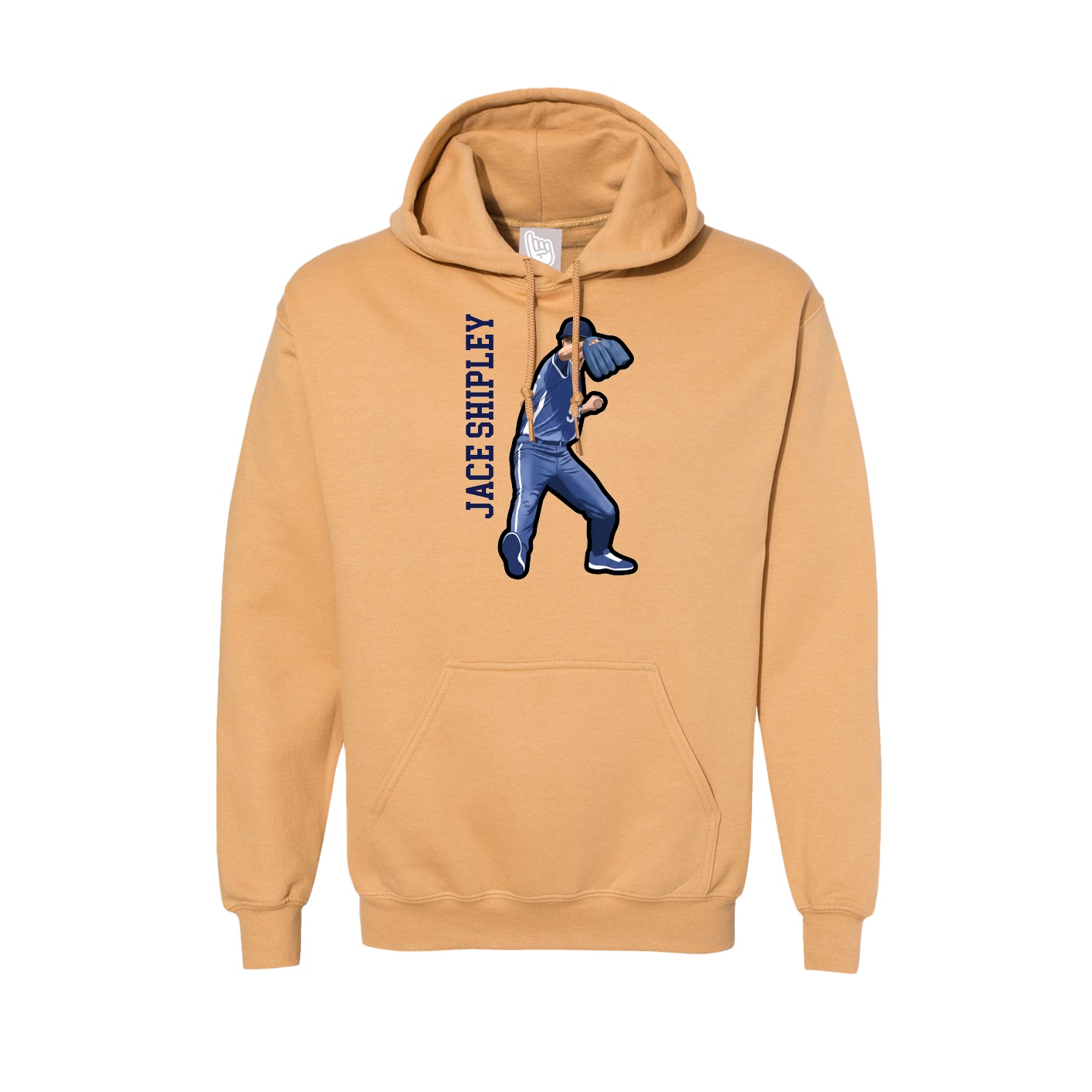 Hoodie — Name Vertical in Vegas Gold