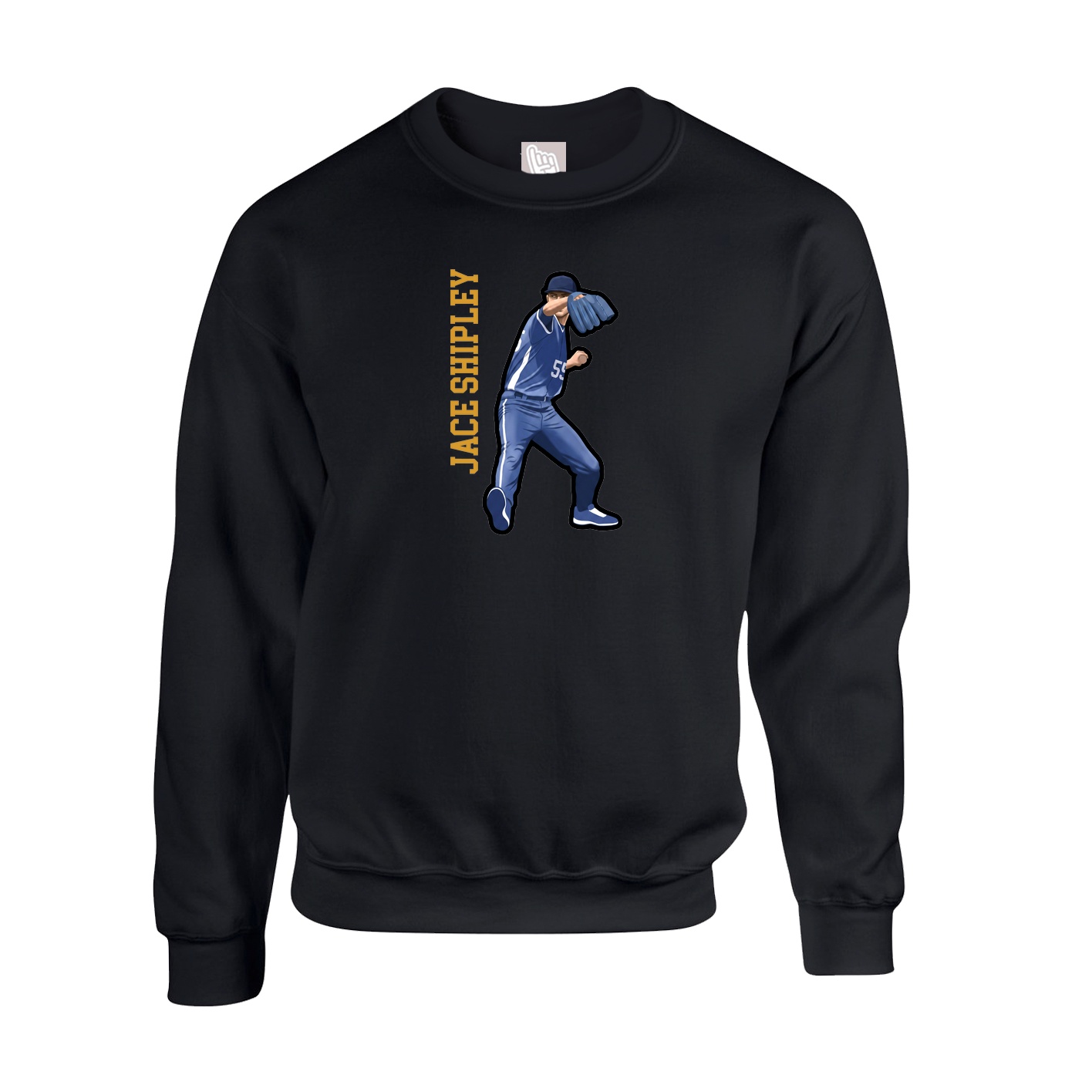 Fleece Crew — Name Vertical in Black