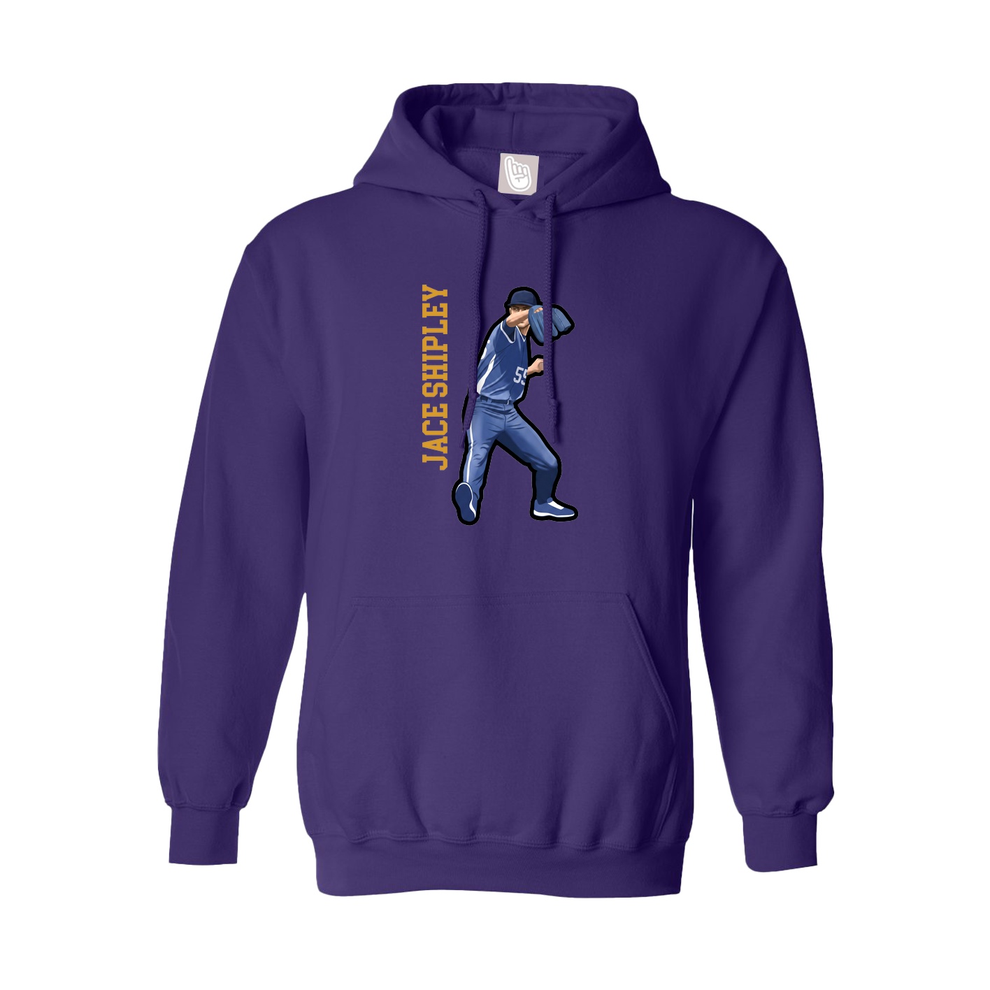 Youth Hoodie — Name Vertical in Purple