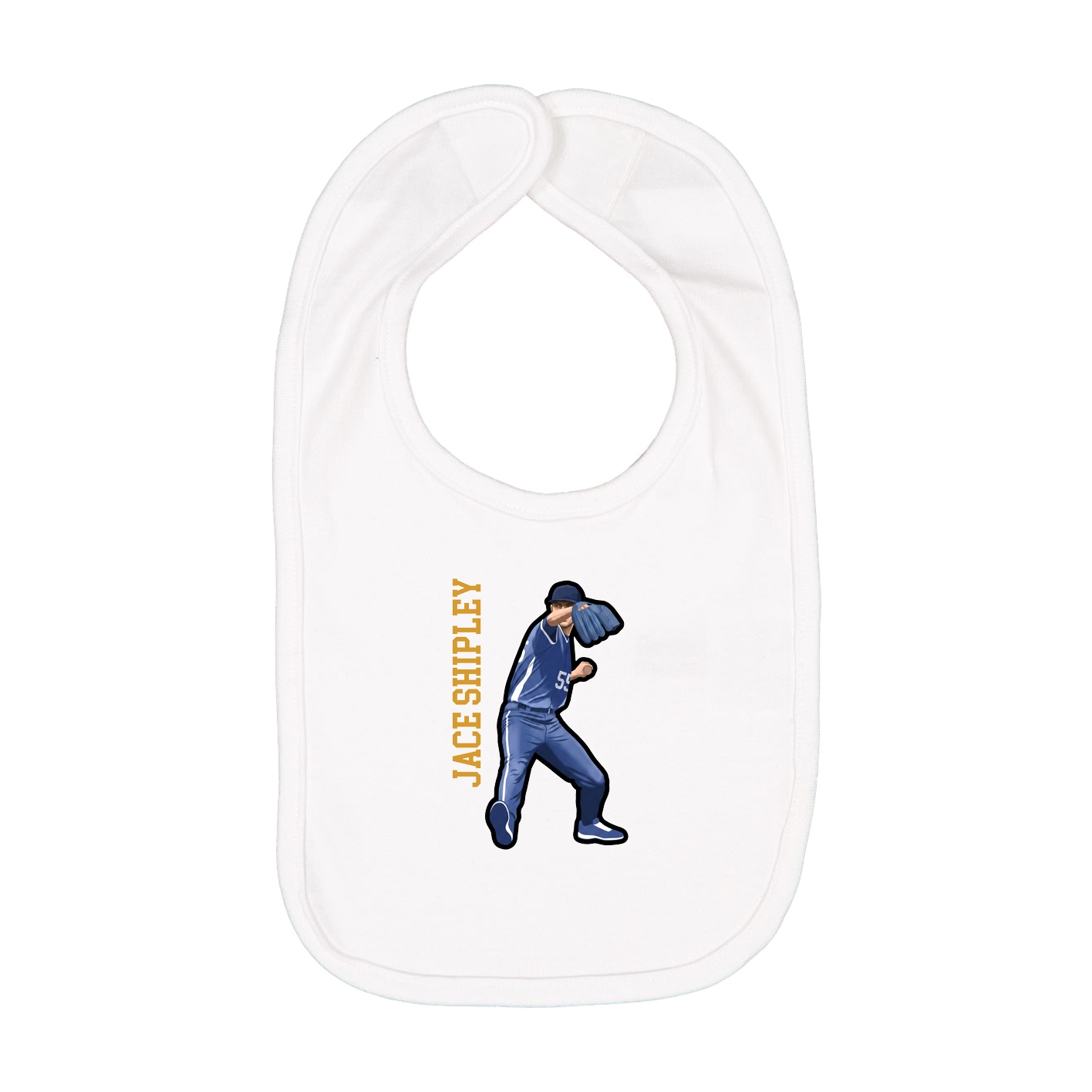 Infant Bib — Name Vertical in White