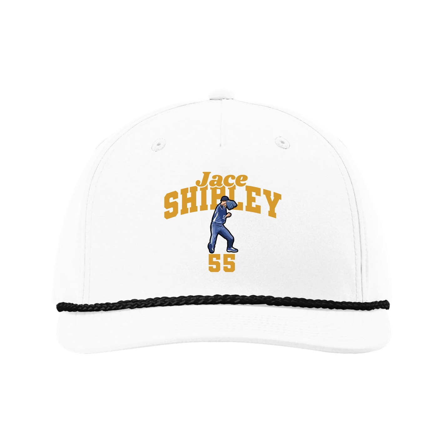 Five-Panel Classic Rope Cap — Signature Arch in White