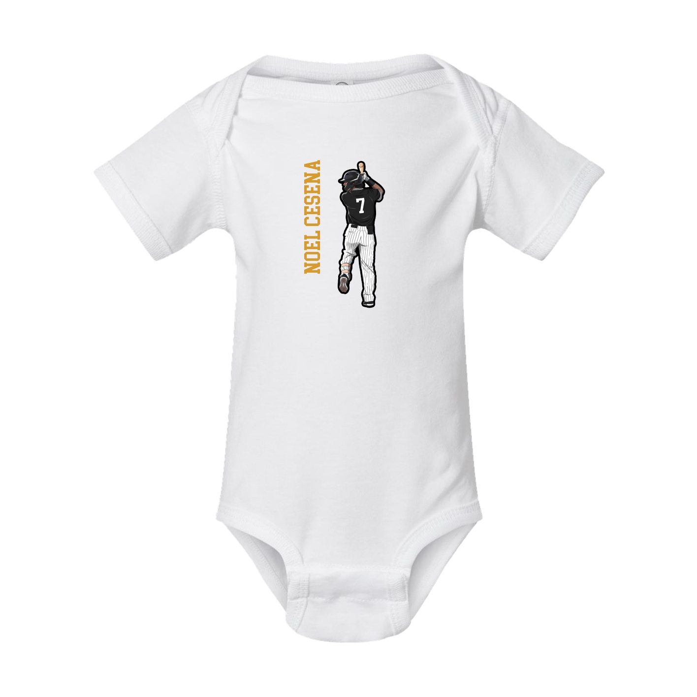 Baby Onesie — Name Vertical in White