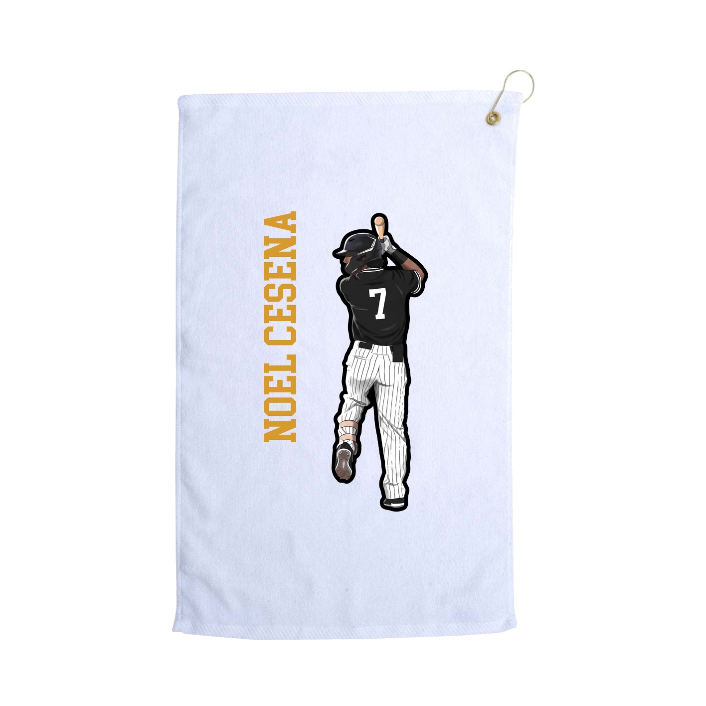 Golf Towel — Name Vertical in White
