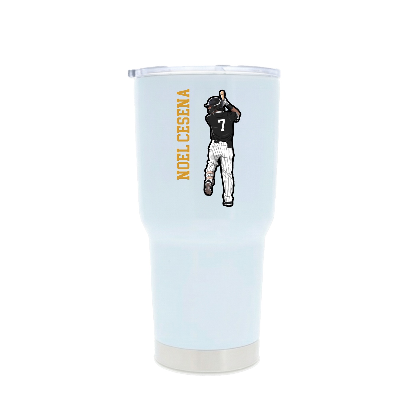 30oz Stainless Steel Tumbler — Name Vertical in White