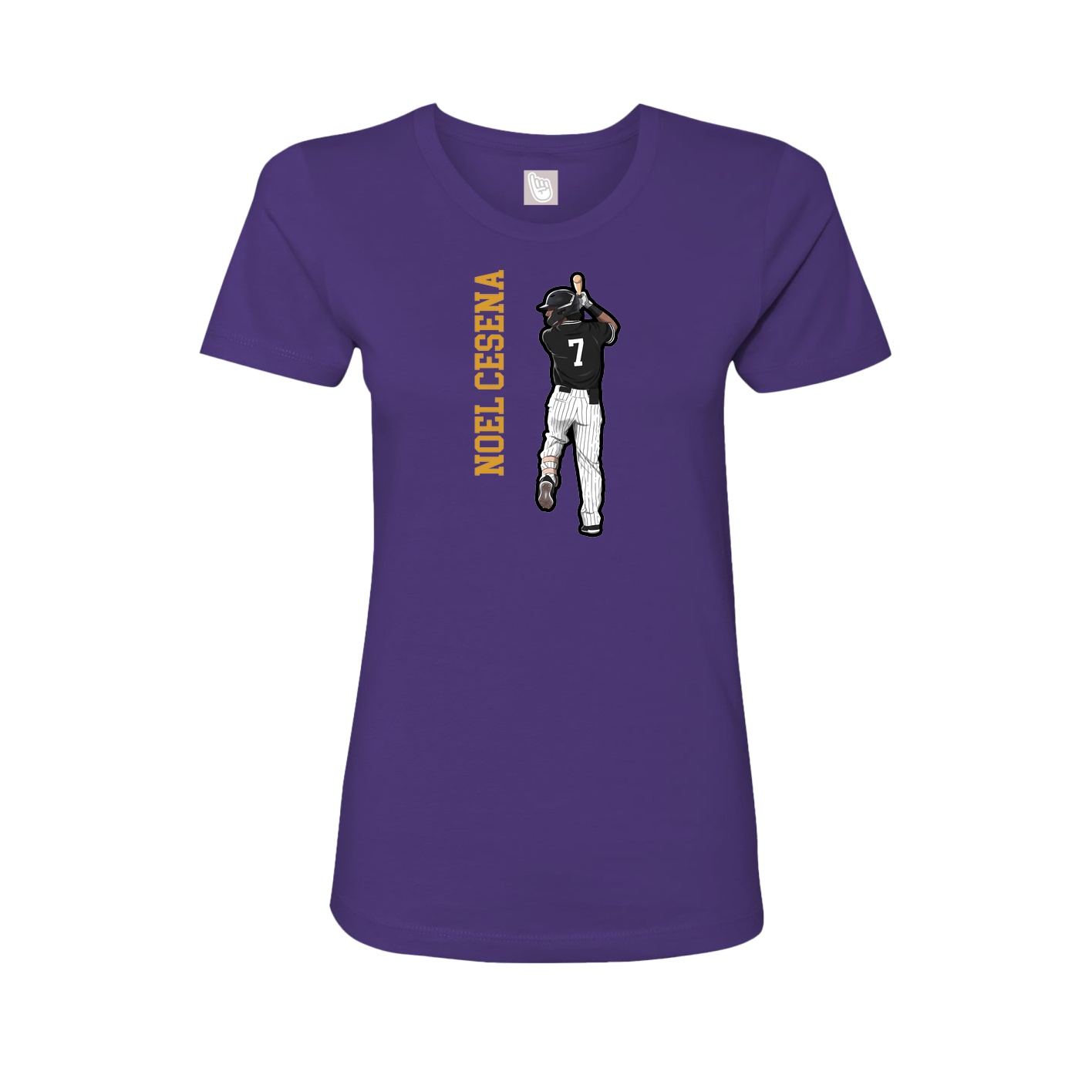 Womens Tee — Name Vertical in Purple