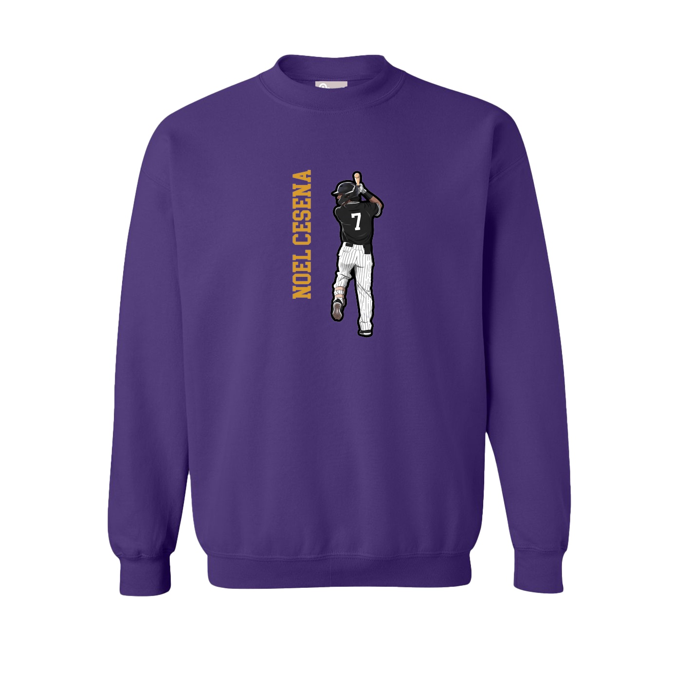 Fleece Crew — Name Vertical in Purple
