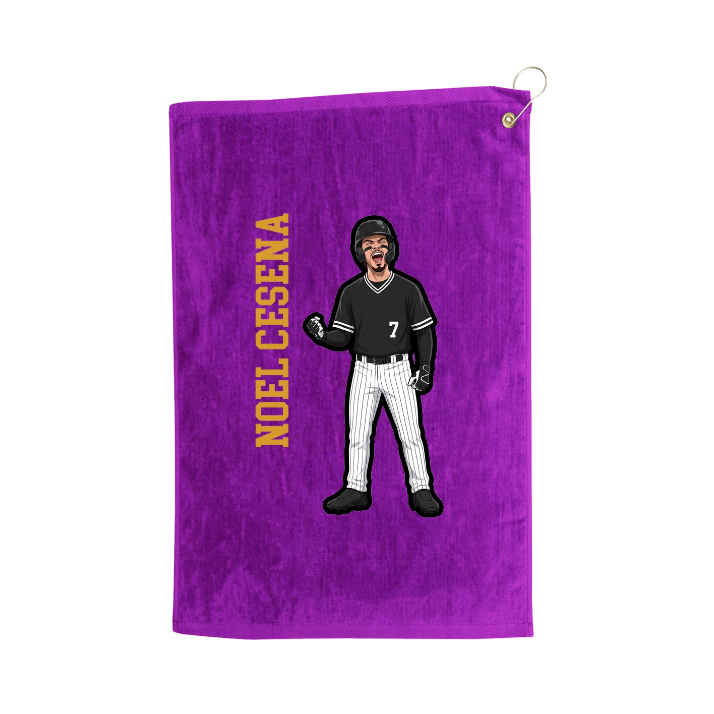Golf Towel — Name Vertical in Purple