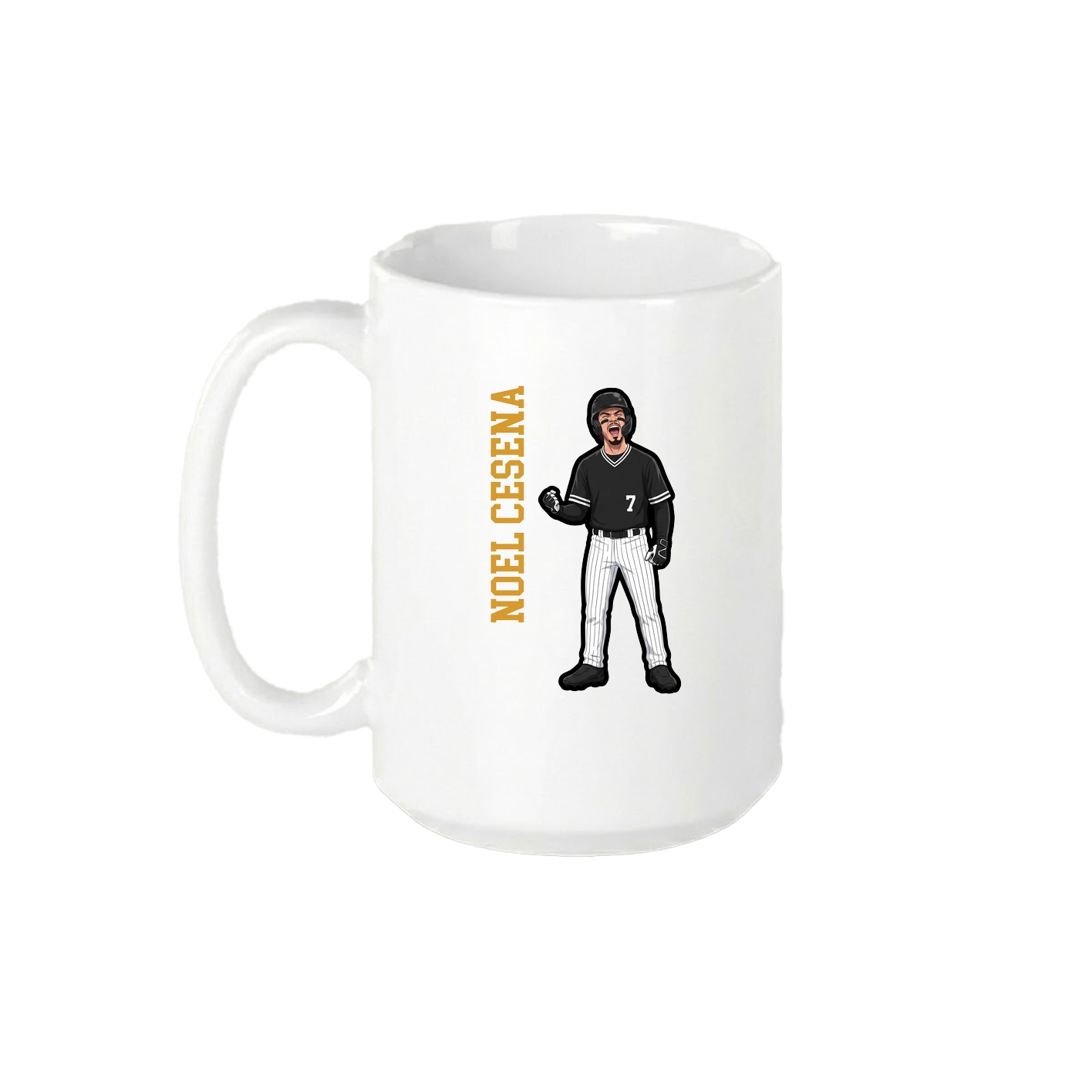 15oz Coffee Mug — Name Vertical in White