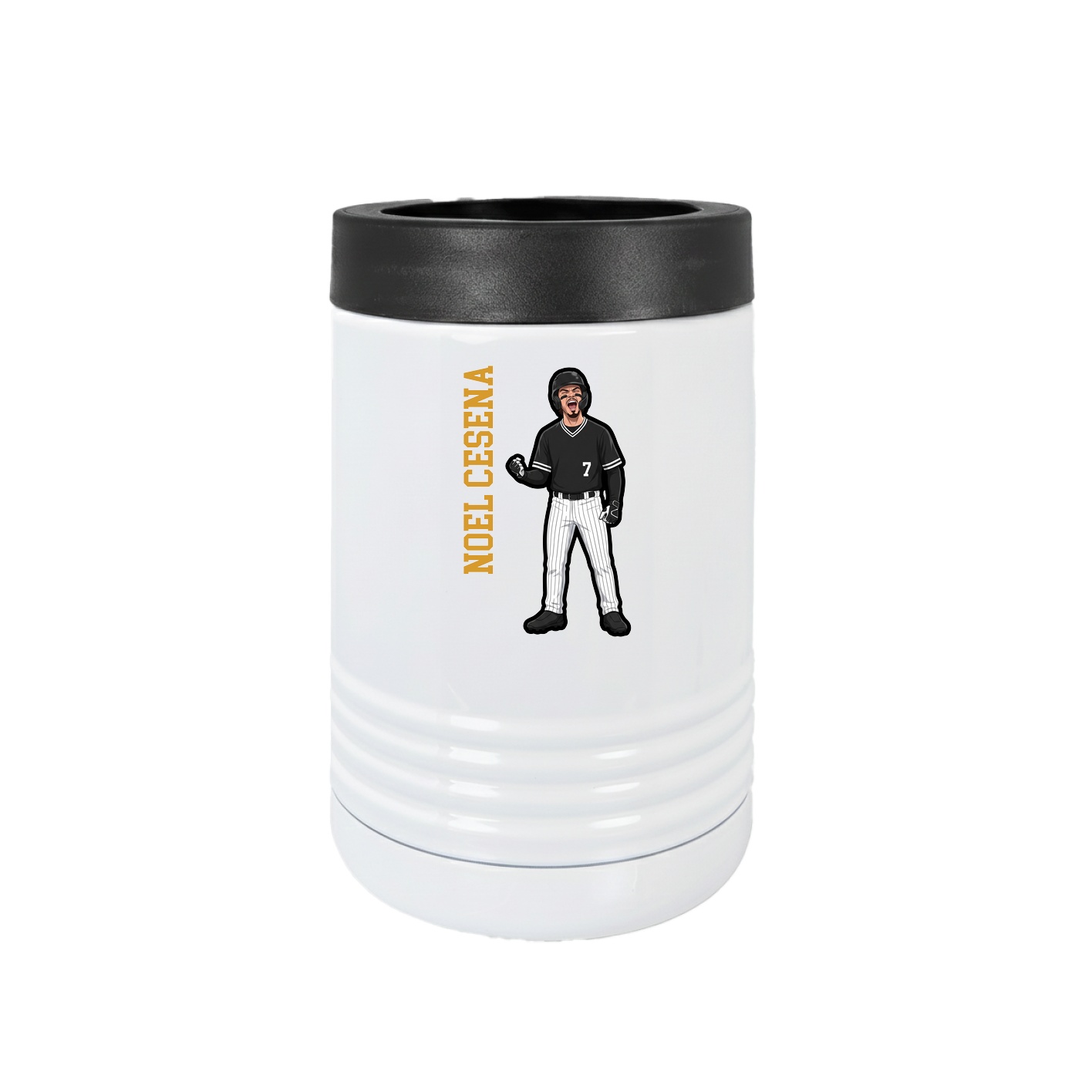 Beverage Holder — Name Vertical in White