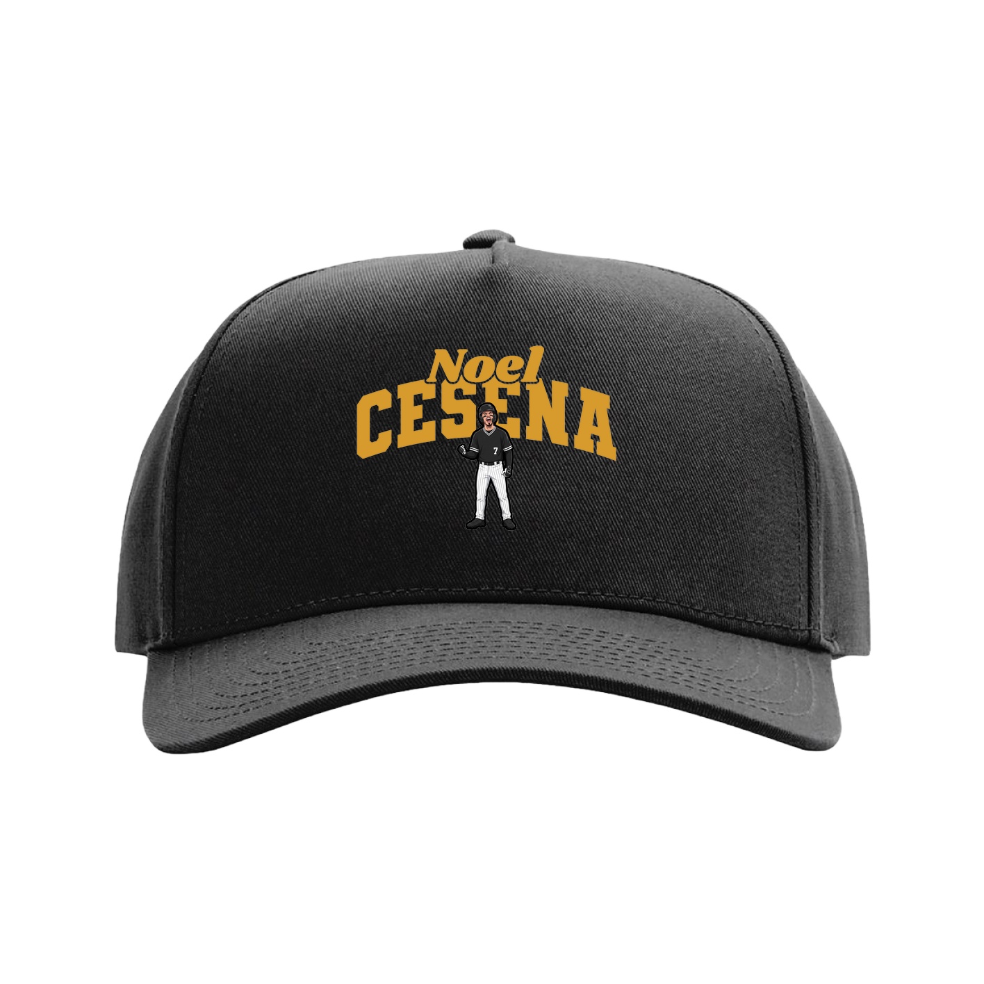 Full Fabric Five-Panel Champ Cap — Signature Arch in Black
