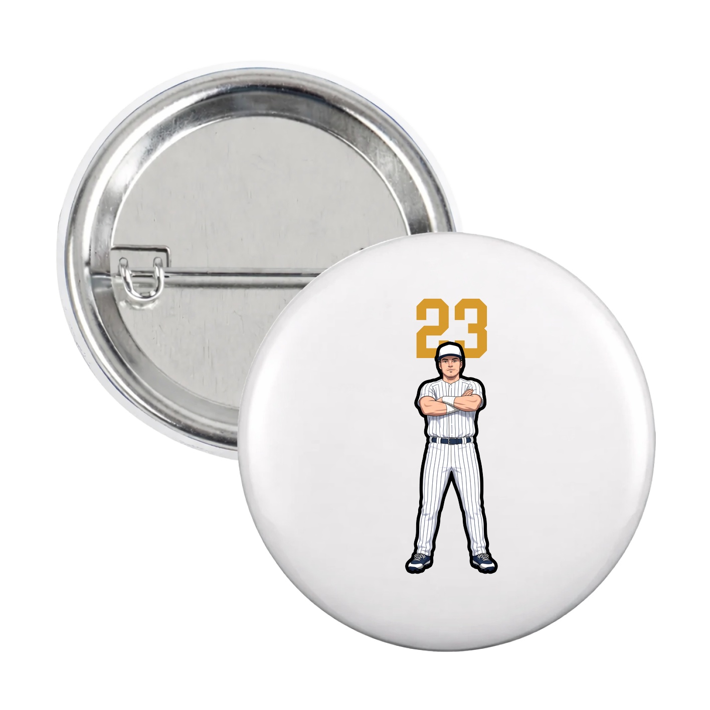 Game Day Button — Number Top in White