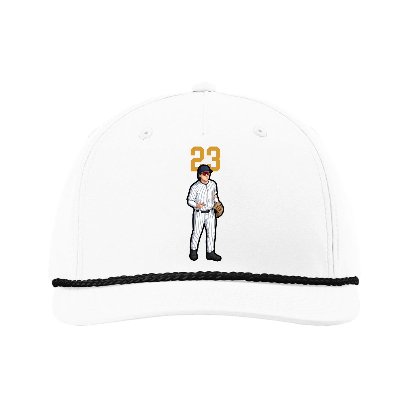 Five-Panel Classic Rope Cap — Number Top in White